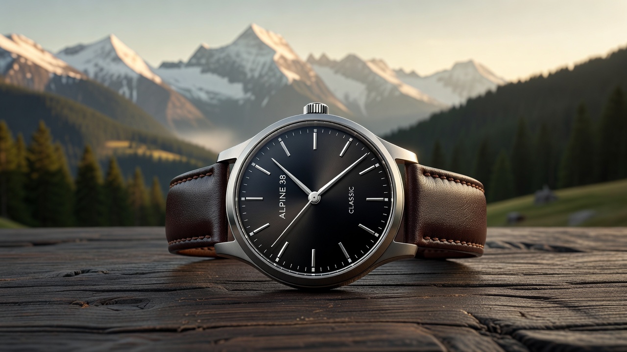 Classic elegant dress watch with minimal dial and leather strap