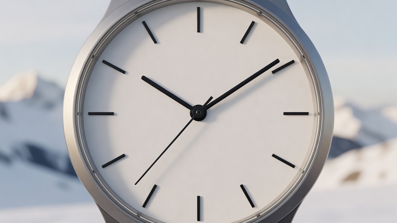 Alpine 38 Watch face close up showing minimal hands and indices