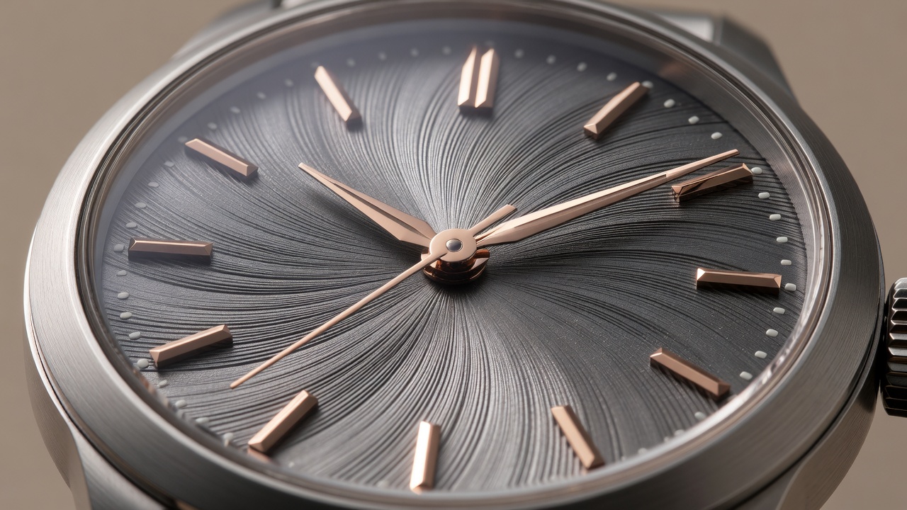 Helvetia 40 traditional watch showing textured dial details